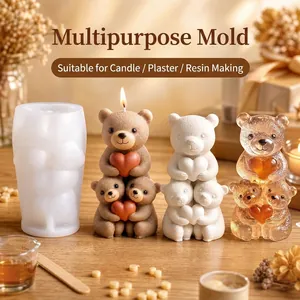 DIY stacked bears silicone mold for making scented candles, plaster, and resin crafts