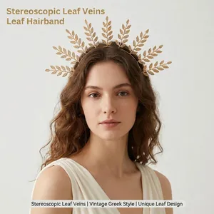 Gold Leaf Headband Metal Laurel Wreath Crown For Women Wedding Bridal Party Photography Bohemian Grecian Hair Accessories