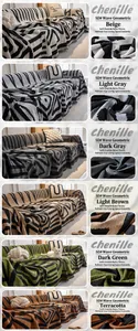 Λεπτομερής προβολή καλυμμάτων καναπέ Chenille boho σε διάφορες επιλογές χρωμάτων