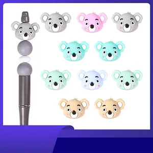 3D Koala Silicone Beads For DIY Jewelry Making Pens Cute Animal Shape Food Grade Silicone BPA Free Loose Beads Accessories