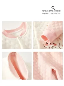 Comfortable quilted baby thermal underwear set with cute rabbit print for winter warmth