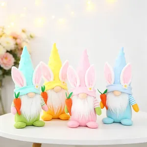 Easter Gnome Plush Decorations With Bunny Ears And Carrot Faceless Rabbit Doll For Home Tabletop Window Holiday Ornaments