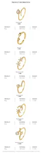 Detailed specifications for S925 sterling silver rings with moon and star zircon designs