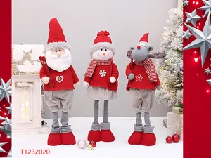 Set di bambole di peluche natalizie con Babbo Natale, pupazzo di neve e renna