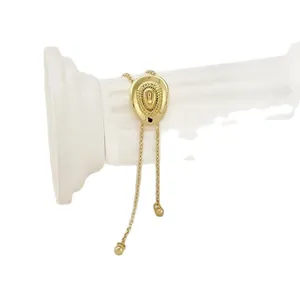 Stylish golden western cowboy hat pendant necklace with adjustable chain for creative gift