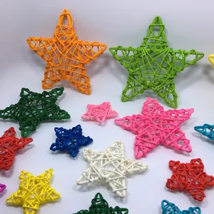 Colorful woven rattan stars for Christmas decoration and classroom hanging ornaments.