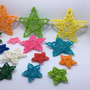 Colorful rattan woven pentagram stars for Christmas and mall ceiling decorations