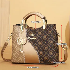 Large fashion monogram tote bag for women with clear dimensions for daily commute