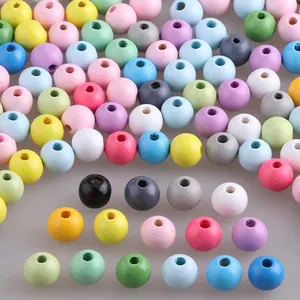 Perline di Legno Tonde Multicolore per Creazione Gioielli DIY Artigianato Perline Sciolte in Legno di Loto per Collana Braccialetto Colori Assortiti Accessori