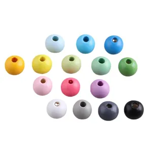 Perline tonde colorate in legno di loto per creazione gioielli fai-da-te colori macaron