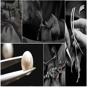 Vista macro dell'artigianato orafo professionale per questo set di braccialetti multistrato
