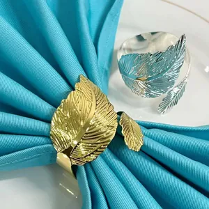 Portatovaglioli in Metallo a Forma di Foglia Nordica in Ferro Galvanico Fibbia Decorativa per Matrimoni Banchetti Tavola Oro Argento