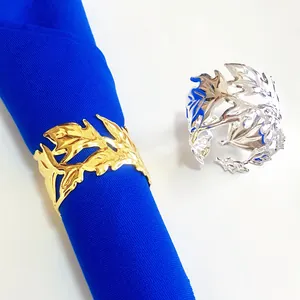Portatovaglioli in Metallo a Forma di Foglia Galvanizzato Oro Argento per Decorazione Tavola Matrimonio Banchetto Festa