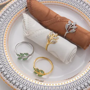 Eleganter Serviettenring Blatt Aus Zinklegierung Mit Funkelnden Strasssteinen Metall Serviettenhalter Für Hochzeit Bankett Hotel Tischdeko