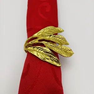 Eleganter Serviettenring Blattgold Legierung Blattform Serviettenhalter Für Hotel Hochzeit Bankett Party Tischdekoration