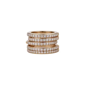 Eleganti ear cuff multistrato placcati in oro con zirconi pavé per orecchie senza buco
