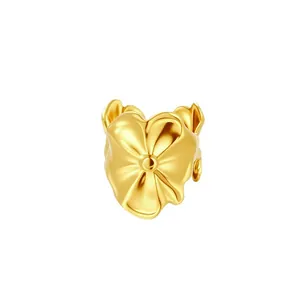 Elegant gold-tone stainless steel flower-shaped ear cuff for non-pierced ears fashion.