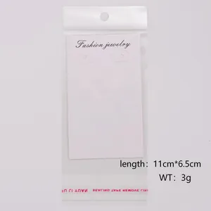 Detailansicht der weißen Schmuckverpackungskarte mit Fashion Jewelry-Text in einem klaren OPP-Beutel