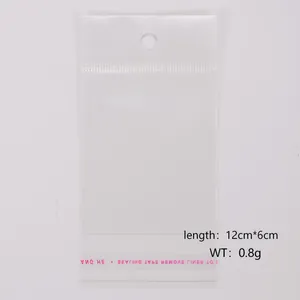 Sacchetto trasparente in OPP adesivo per gioielli con foro di sospensione, 12x6cm