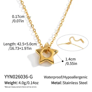 Specifiche dettagliate collana stella oro acciaio inossidabile con dimensioni