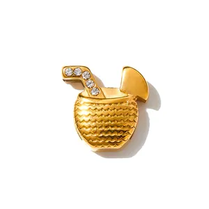 Goldener tropischer Getränke-Charm mit Zirkon-Inlay für DIY-Edelstahl-Armband-Schmuckstuecke