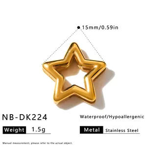 Nahaufnahme eines goldfarbenen Stern-DIY-Armbandzubehörs aus Edelstahl, 15 mm Größe