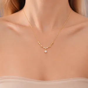 Elegant 18k gold plated necklace with sparkling round zirconia for women