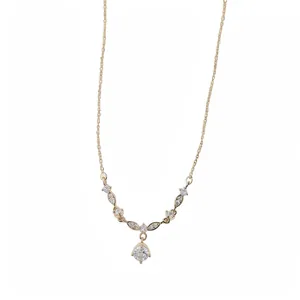 Elegant 18k gold plated zirconia necklace featuring a delicate chain and sparkling pendant.