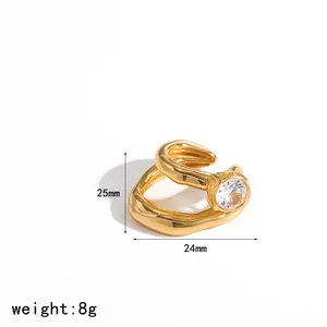 18k gold plated stainless steel ear cuff with clear crystal for non-pierced ears