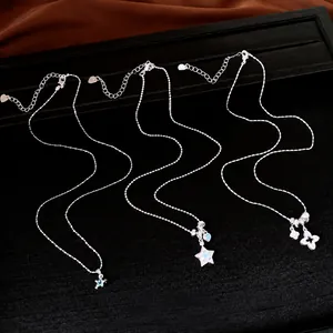 Collar Ajustable Con Colgante de Flor de Circonia Cadena de Clavícula Simple de Moda Joyería de Cuello de Cobre Versátil para Mujer