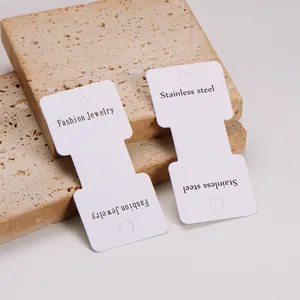 Set of two white jewelry display cards with 'Fashion Jewelry' and 'Stainless steel' text.