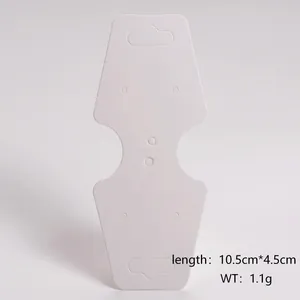 White foldable jewelry display card for necklaces and bracelets with dimensions and weight