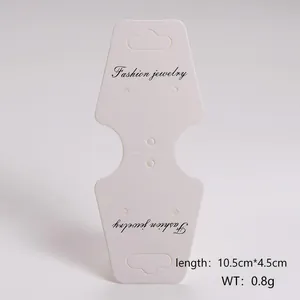 White foldable jewelry display card measuring 10.5x4.5cm for earrings and necklaces