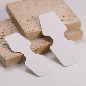White folding cardboard jewelry display cards for necklace and bracelet packaging