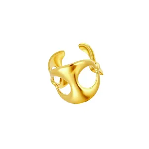 Modern sculptural gold stainless steel mask design ear cuff for non-pierced cartilage