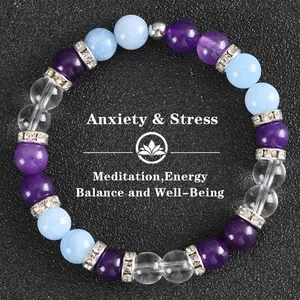 Vista dettagliata del bracciale in pietre energetiche per alleviare ansia e stress