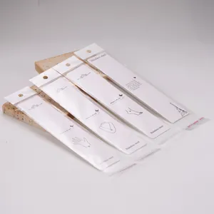 White Long Jewelry Display Cards With OPP Packaging Bags For Necklace Bracelet Anklet Paperboard Storage Display Cards