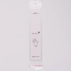 Long white jewelry display card with OPP self-adhesive bag for necklaces and bracelets