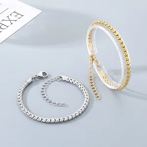 Weizenketten Armband Edelstahl Gewebtes Fuchsschwanz Gliederschmuck Für Herren Damen Mode Minimalistisches Accessoire Karabinerverschluss
