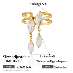 Close-up detail showing dimensions and weight of this gold stainless steel ring