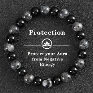Bracciale protettivo in ossidiana naturale e pietre magnetiche contro energie negative