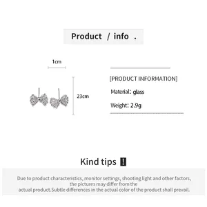 Detail view of elegant silver beaded bow-knot stud earrings with product specifications