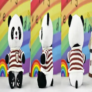 Gedetailleerd vooraanzicht, zijaanzicht en achteraanzicht van panda knuffel