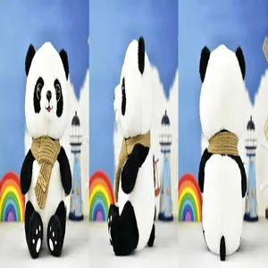 Gedetailleerde weergaven van voor-, zij- en achterkant van een schattige panda knuffelbeer.