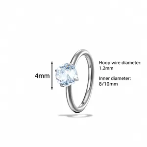 High-quality titanium alloy segment ring with a 4mm flower-shaped clear zirconia