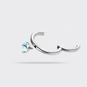 High-grade F136 titanium piercing ring with 4mm blue zircon stone and screw-in part