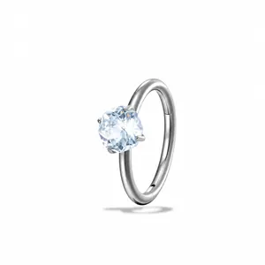 F136 titanium alloy piercing hoop ring featuring a 4mm sparkling clear zircon stone