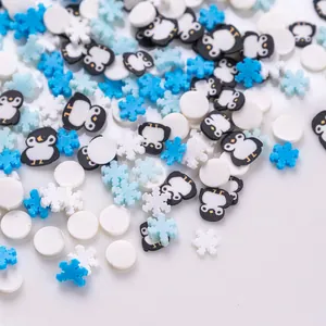 Tranches de pâte polymère pingouin et flocon de neige pour le nail art et les loisirs créatifs