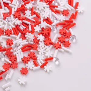 Tranches de pâte polymère flocon rouge et blanc pour décoration de gâteau et nail art DIY