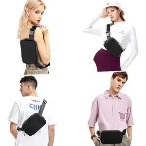Versatile black waterproof nylon waist bag for outdoor sports and running activities
